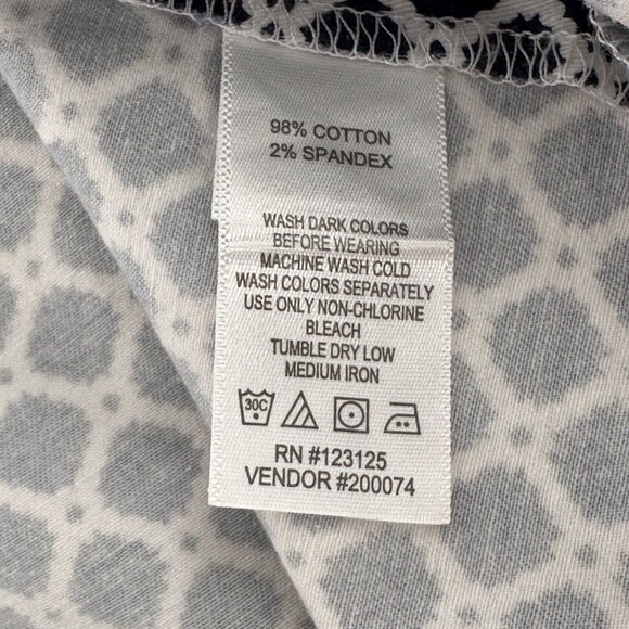 Chadwicks Of Boston 8 Geometric Print Navy White Cotton Blend Skirt Side Pockets - Picture 3 of 12